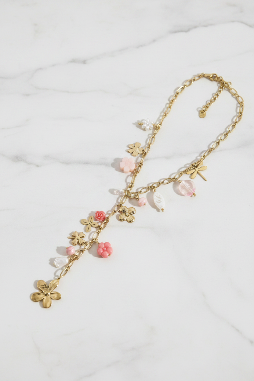 Collier Iris rose